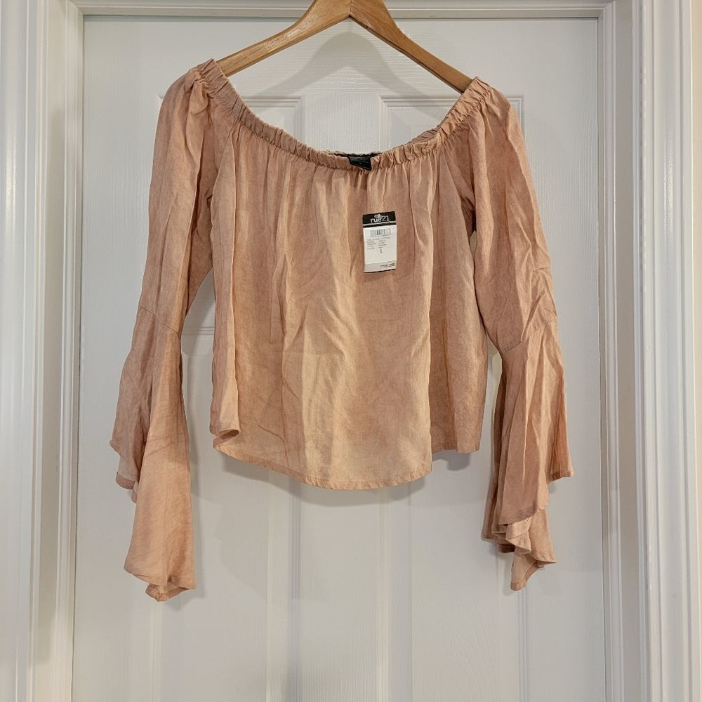 Polly & Esther Coldshoulder Blouse Dusty Rose Size Large Nwt